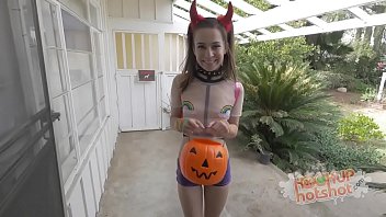 Skinny Teen Gets Fucked After Trick or Treating