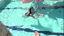 Amateur taboo sex where young siblings fucking at the pool on mulemax.com
